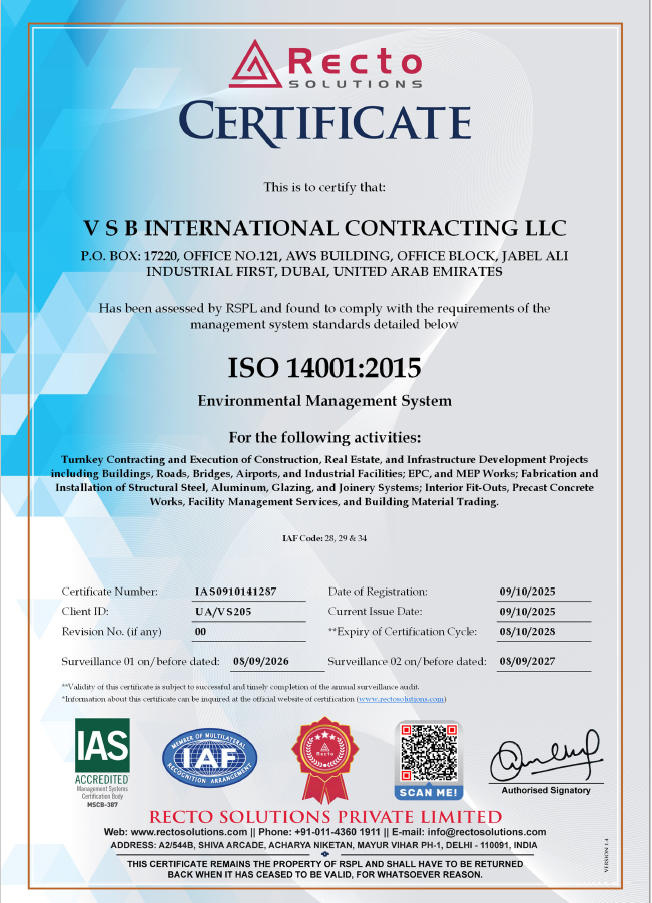 ISO 14001:2015 certificate