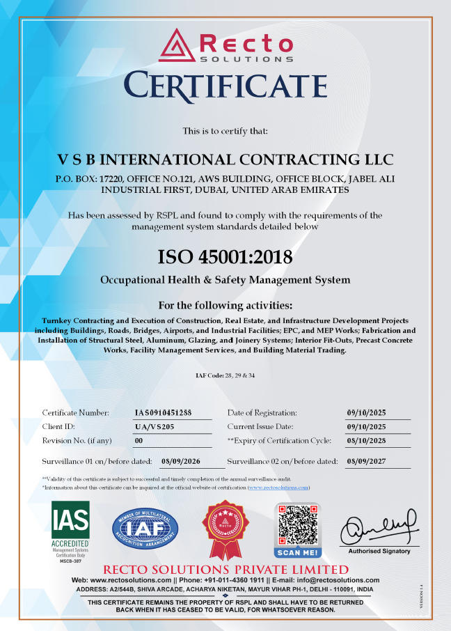 ISO 45001:2018 certificate